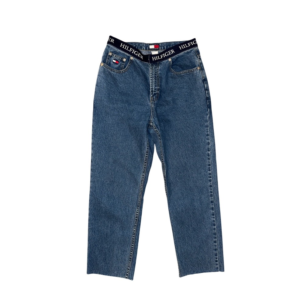 Tommy Hilfiger Jeans Womens 10 Blue Good Vintage Logo Waistband Straight Leg